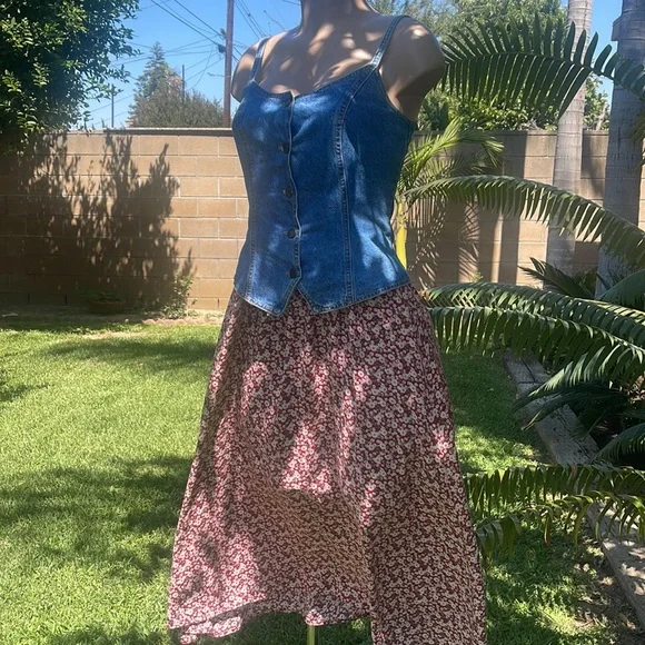 PARIS BLUES Originals, ๐ Vintage Denim Button-Up Corset Top sz 5 Womens DRESS - Picture 3 of 16